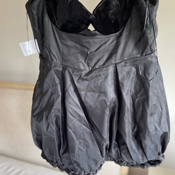 Magda Butrym Black Crystal-Embellished Pleated Velvet Mini Dress – Size 2 - NWT - Picture 9 of 17